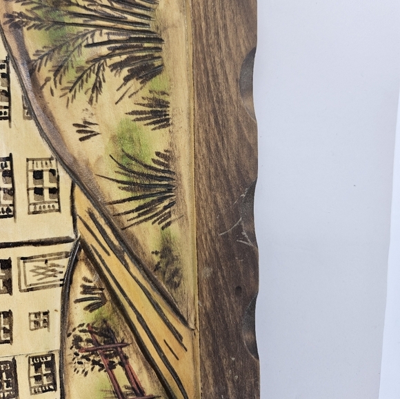 Hand Carved 3-D Wood Village Country Side Farm Life Hand Painted Picture - Picture 7 of 10